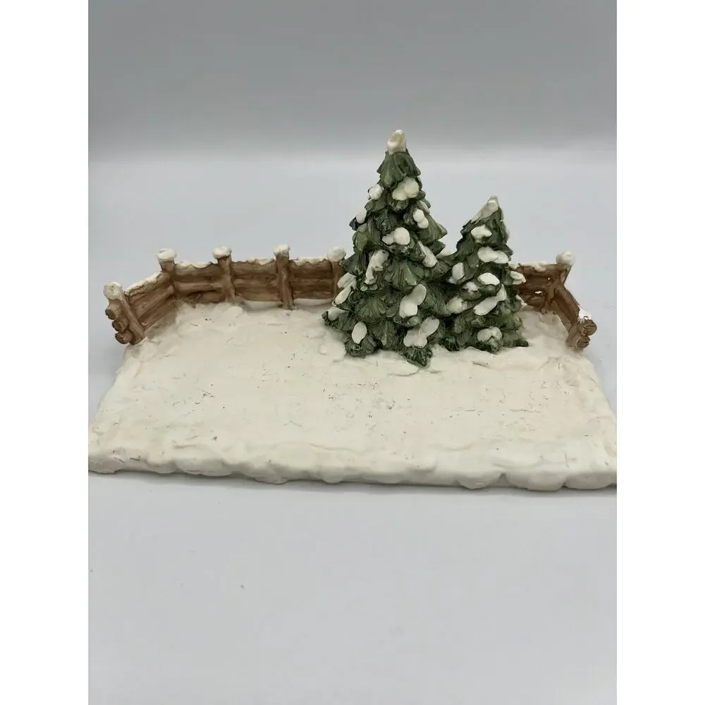 Vintage Holiday Time Christmas Kittens Ice Skating Pond Magnetic Village Decor